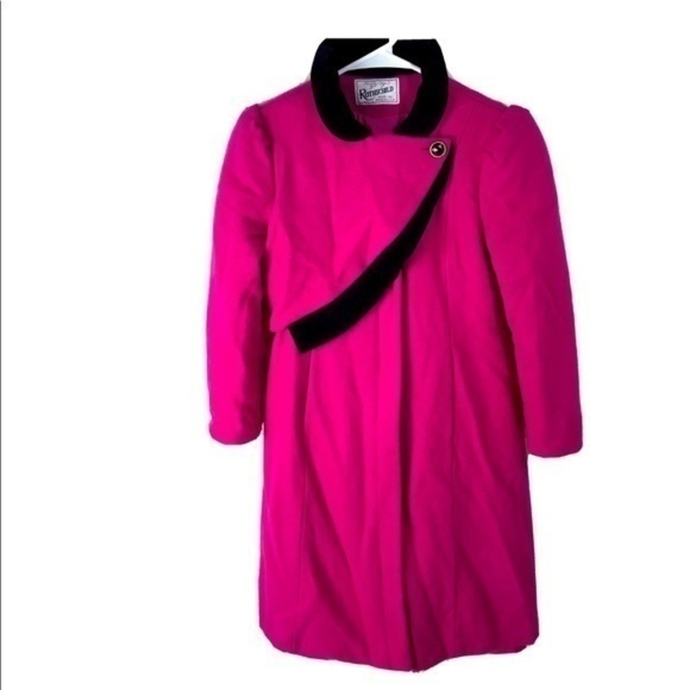 Vintage child's pink coat by Rothschild, size 14, wool jacket, children's coat